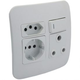 VETI 1 - COMBO SSO 1X16A RSA,1X16A V-SLIM, 1X16A SCHUKO WHITE (COMPLETE) 4X4