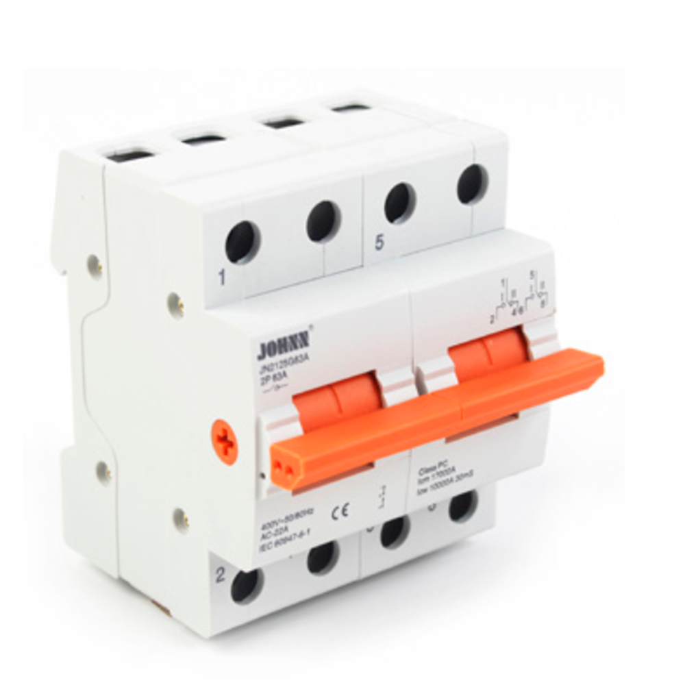 CHINT JOHNN 2P 63A DIN CHANGEOVER SWITCH LARGE FRAME JN2125G63A 16MM TERMINAL