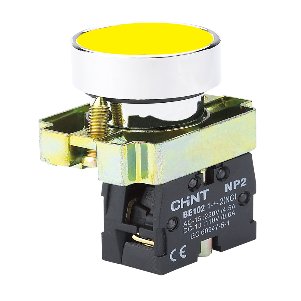 CHINT METAL PUSHBUTTON YELLOW+1NO CONTACT (COMPLETE) (574844)