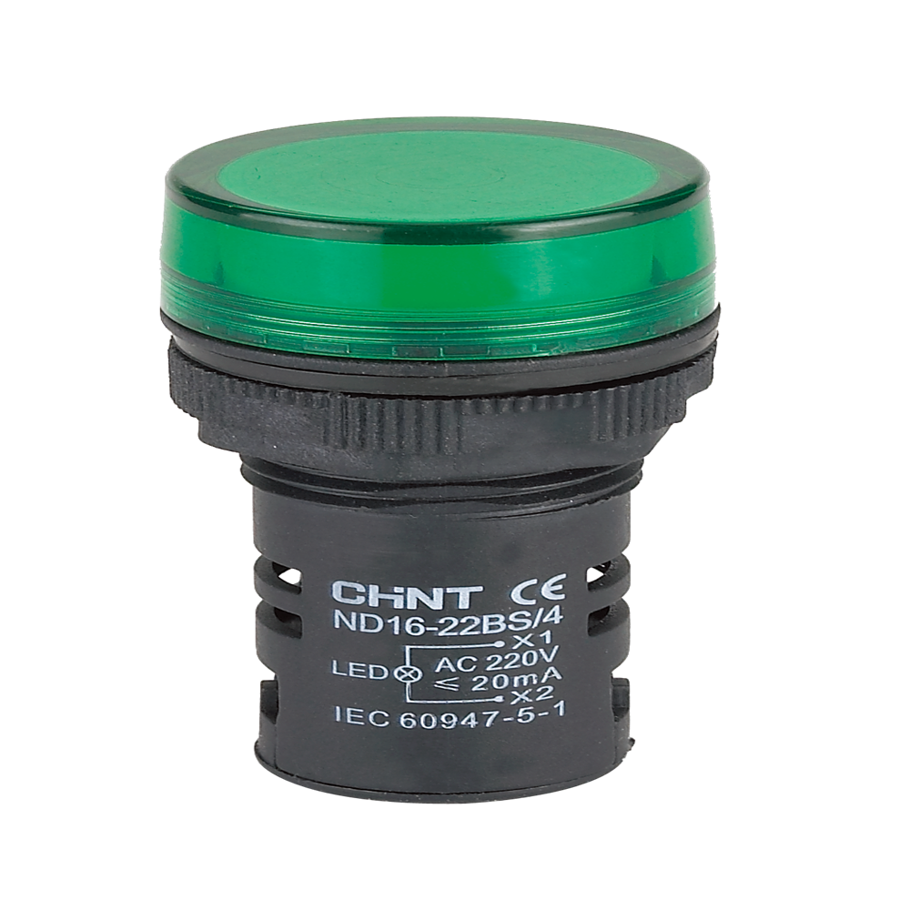CHINT LED PILOT LIGHT 110VAC 22MMØ GREEN (FLAT HEAD TOP)