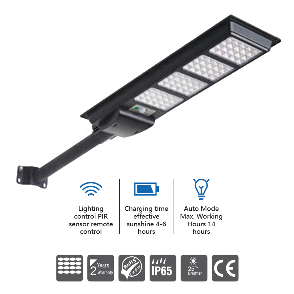 BUTTY SOLAR STREET LIGHT 100W 600LM 6W/6V 5AH (378X188X60MM)