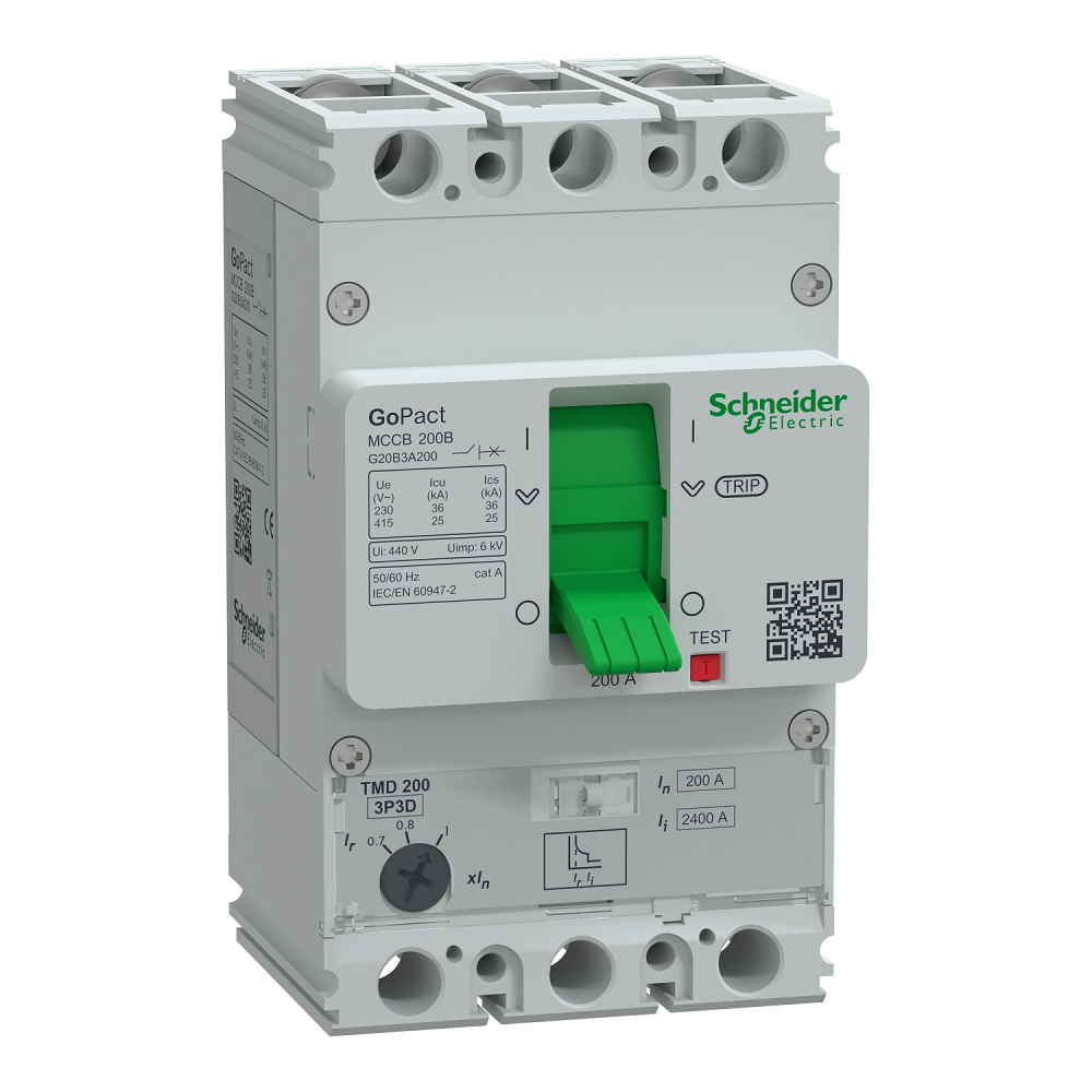 SCHNEIDER GOMCCB 200B 3P3D 200A ADJ 25kA