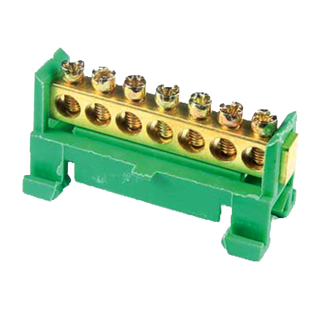 70A 7-WAY DIN MOUNT TERMINAL STRIP GREEN