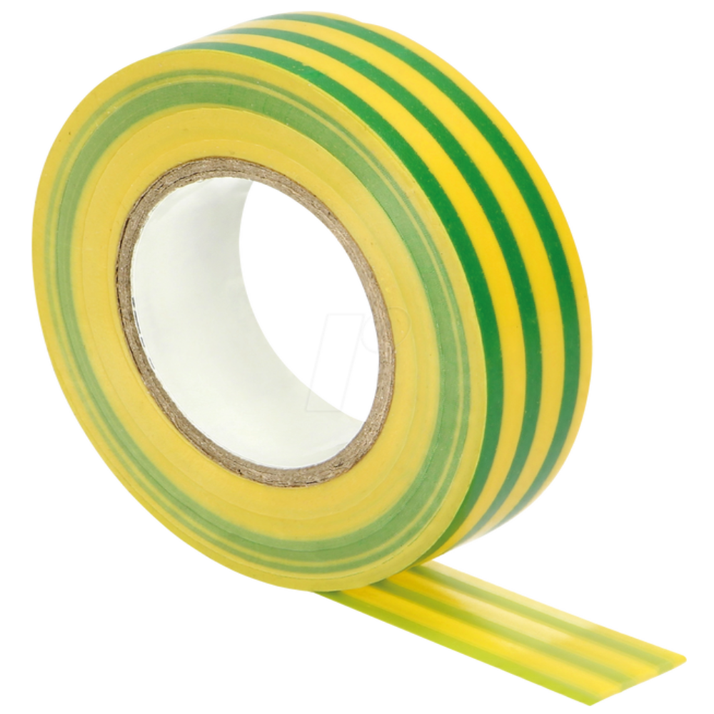 SR INSULATION TAPE PVC GRN/YELL 0.18X18MM 20MT FLAME RETARDENT (GREEN YELLOW)