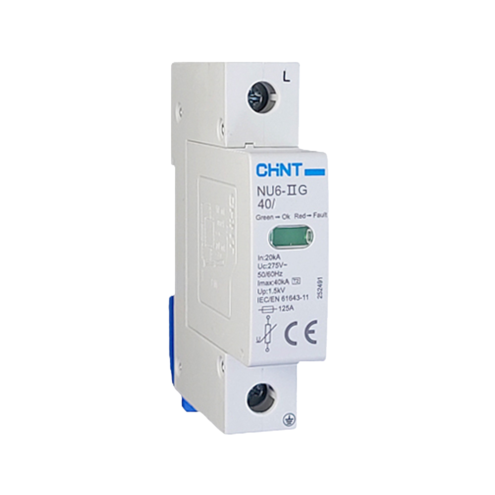 CHINT AC SURGE ARRESTOR 1P 40KA 385VAC TYPE 2 DIN (GREEN INDICATOR)