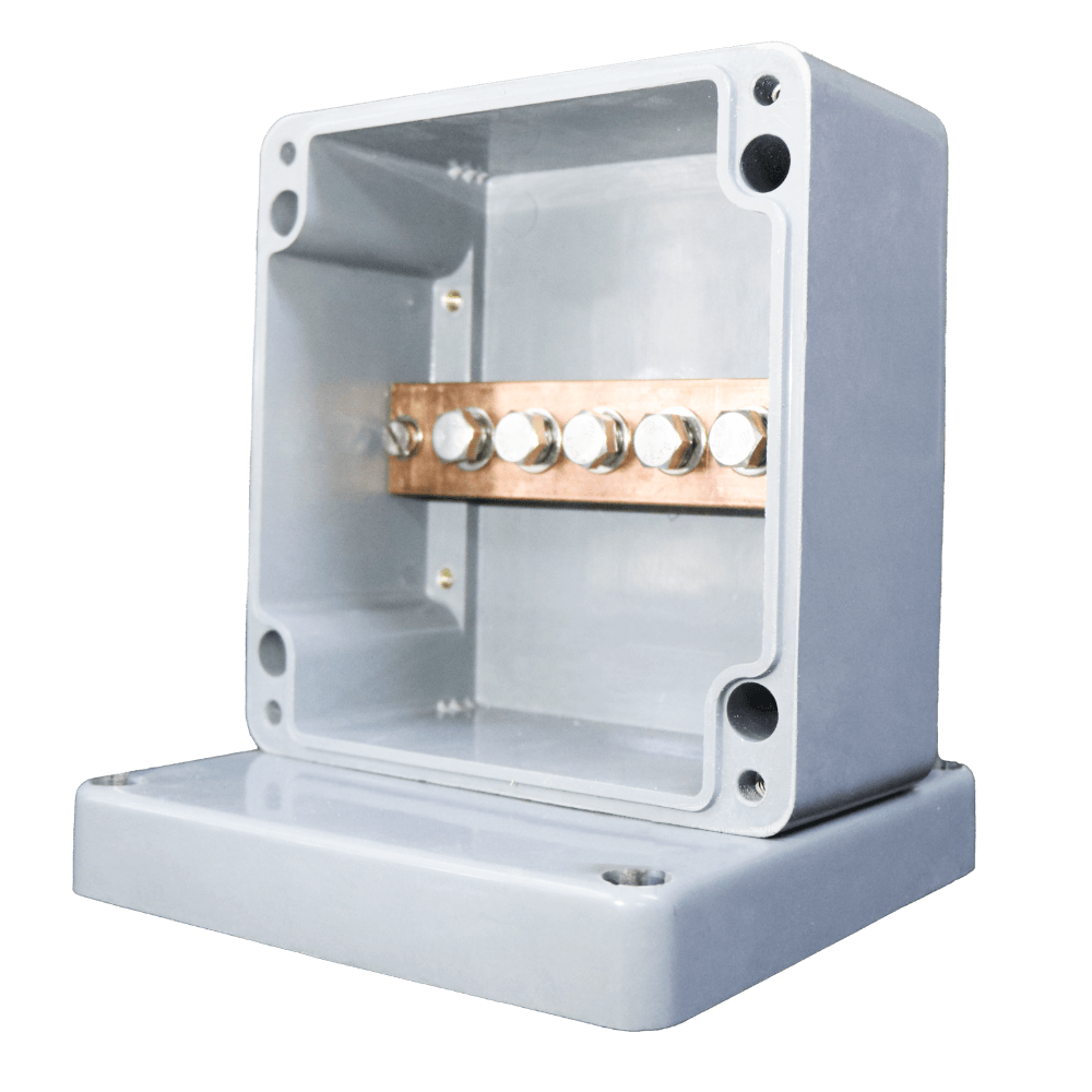 ALLBRO 1 X M8 5 HOLE ENCLOSED 1 SINGLE BUSBAR 160MMx30MMx10MM 600A DC [GRP IP68 ENCLOSURE]