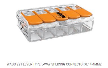 WAGO SPLICE CONNECTOR 5 WAY 0.14-4MM ORG