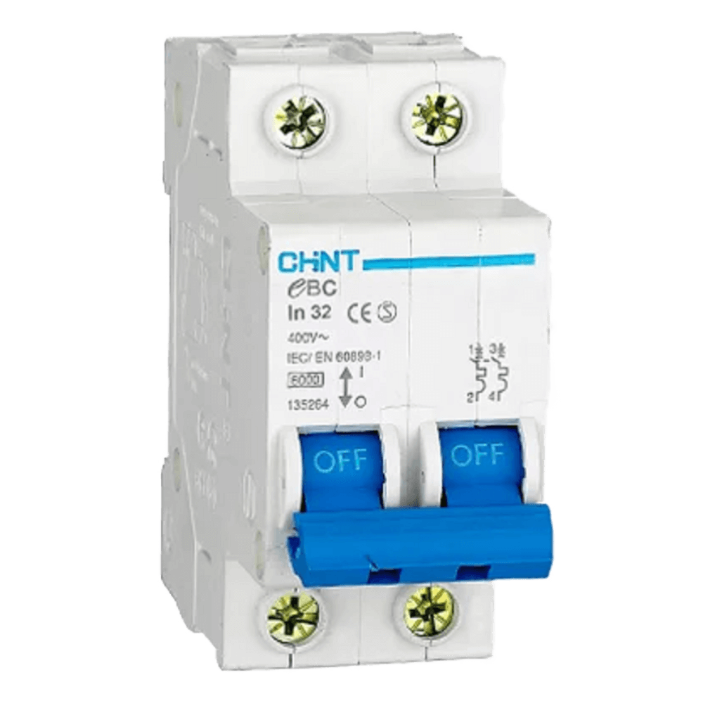 CHINT DIN 63A 2P CIRCUIT BREAKER C CURVE 3KA (188168)