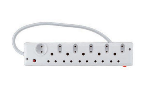 AUS 11 WAY MULTI PLUG (5 X RSA 3 PIN + 4 X V-SLIM + 1 X SCHUKO) + SWITCH SURGE PLUGTOP