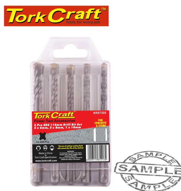 T/CRAFT DRILL BIT SET/PACK 110MM (2X6MM)(2X8MM)(1X10MM) (MASONRY/CON/BRICK)(5PCS)