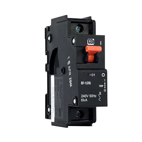 CBI 100A 1P MCB 6KA - MINI RAIL BLACK 1 MOD 26MM CURVE 1 ORANGE HANDLE