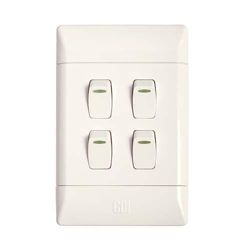 CBI 4 LEVER 1 WAY SWITCH COMPLETE 4X2 WHITE