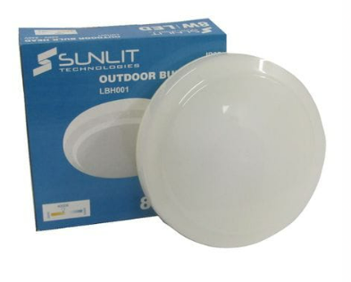 SUNL LED BULKHEAD ROUND OPAL PVC 8W 4000K 262mmØ IP65 WHITE