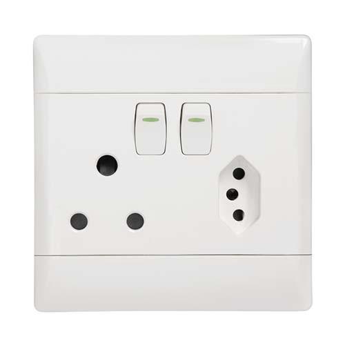 CBI COMBO SSO 1X16A RSA+1X16A V-SLIM 4X4 WHITE