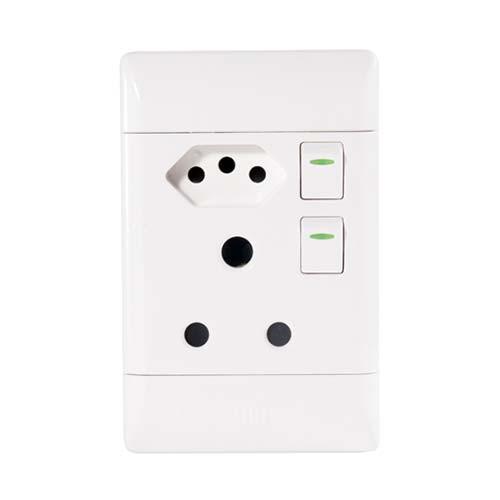 CBI COMBO SSO 1X16A RSA+1X16A V-SLIM 4X2 WHITE