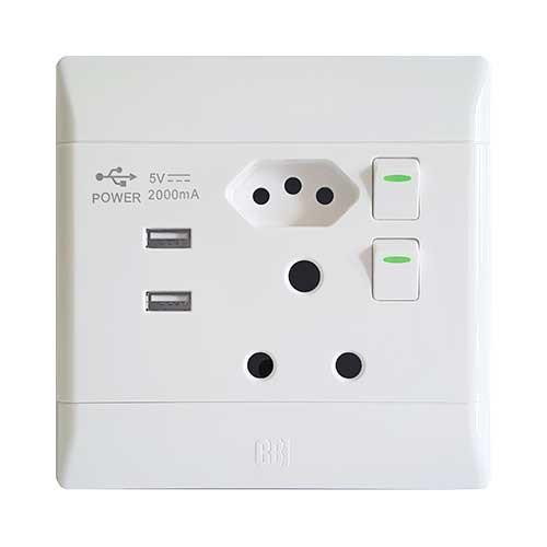 CBI COMBO SSO 1X16A RSA+1X16A V-SLIM+2 XUSB 2000mA 4X4 WHITE