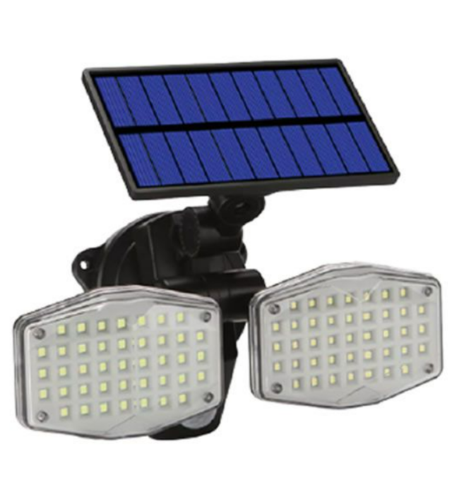 SOLAR SECURITY FLOODLIGHT 2 X ROTATABLE LIGHTS + MOTION SENSOR (FOYU SOLAR) (GD-200)
