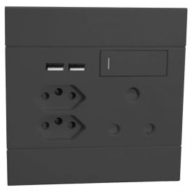VETI 2 - COMBO SSO 1X16 RSA 2X16A V-SLIM 2X2100mA USB 4X4 COMPLETE CHARCOAL