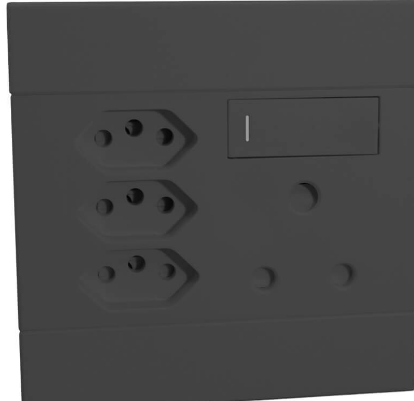 VETI 2 - SWITCH SOCKET 1 16A RSA & 3 X RSA V SLIM CHARCOAL