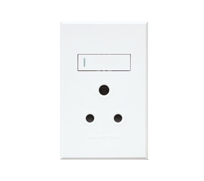 VETI 3 - SINGLE SSO 1 X 16A RSA 4X2 WHITE (HORIZONTAL)