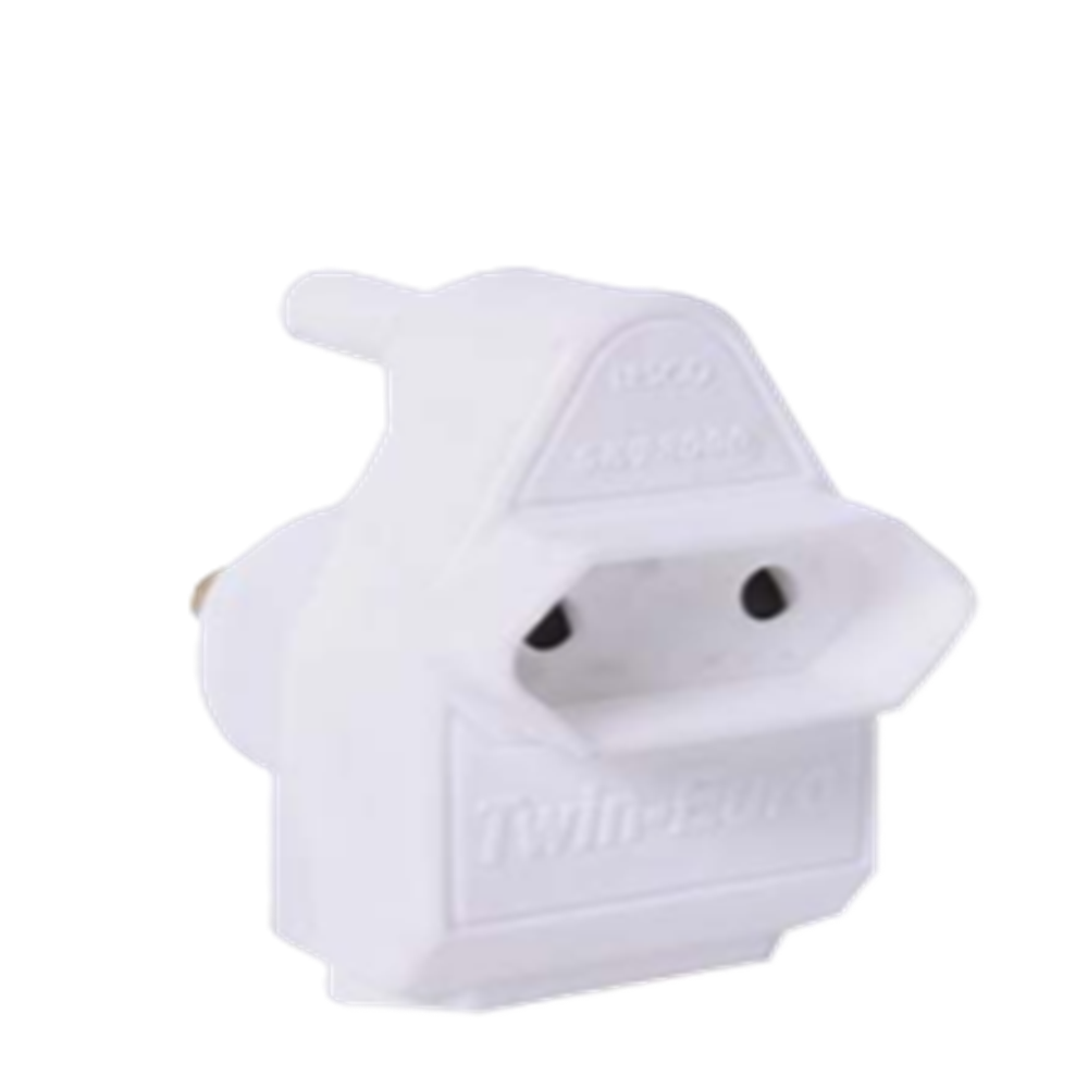 WALL PLUG ADAPTOR EUROMATE TWIN V-SLIM 2 X 6A RSA V-SLIM