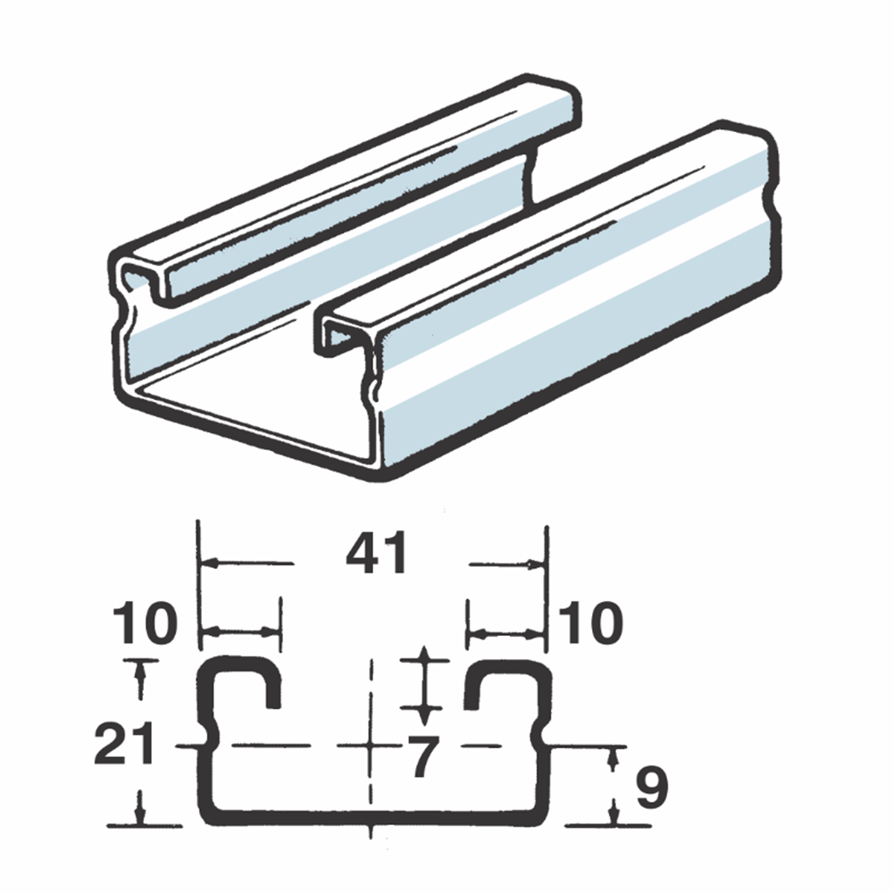 UNISTRUT P4000 GALV TRUNKING (21X41MM) 1,5MM 5M (i0000611)