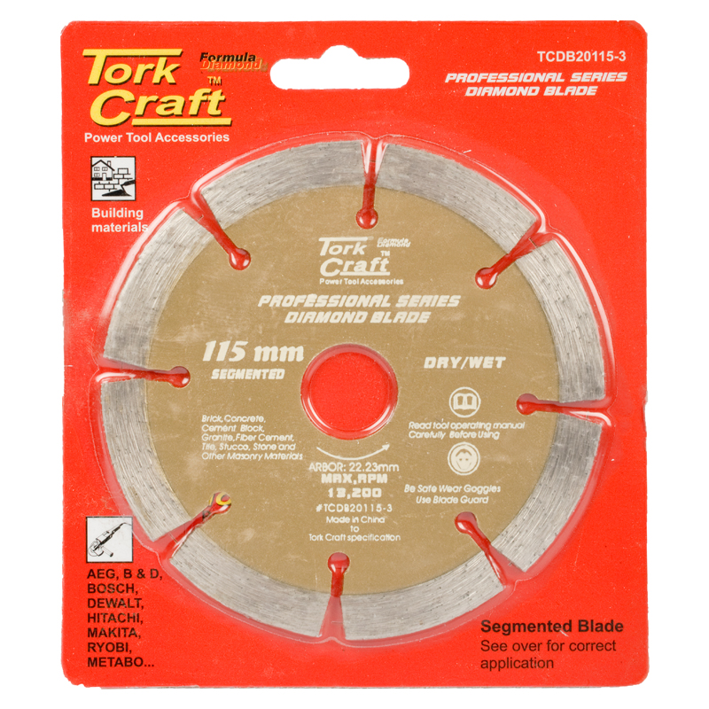 T/CRAFT 115MM DIAMOND CUTTING DISC/BLADE (MASON/CONC/TILE/STONE) (STD-GR) (DT20115-3) (SEGMENTED RIM)